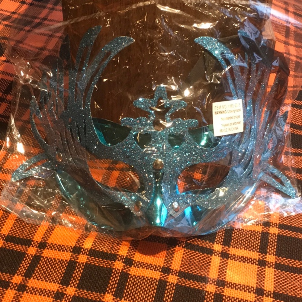 Blue Glittery Costume Eyes Cover Mask